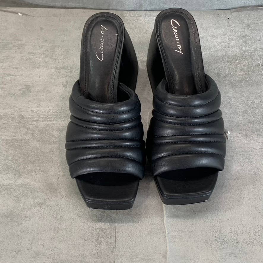 CIRCUS By Sam Edelman Women's Black Marlie Square-Toe Sculpted-Heel Sandals SZ 7