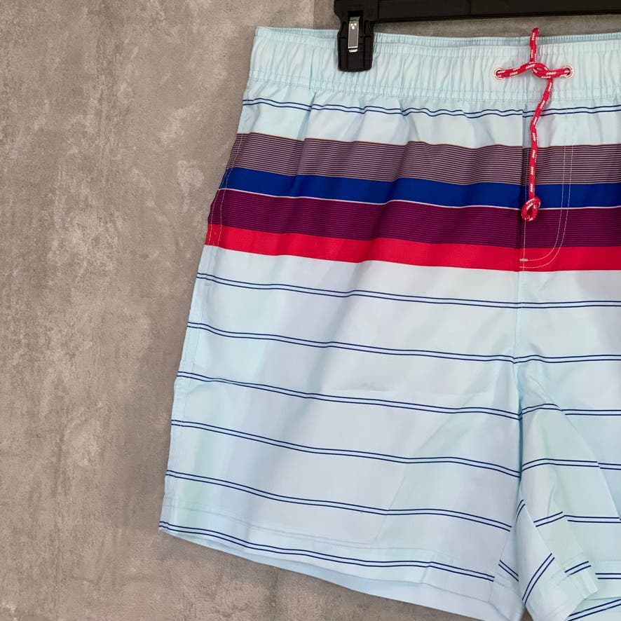 ORIGINAL PENGUIN Omphalodes Engineered Stripe Pull-On Drawstring Lined Swim Trunks SZ XL