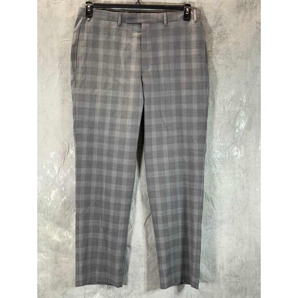 COLLECTION By MICHAEL STRAHAN Men's Grey Plaid Classic-Fit Pants SZ 36X32