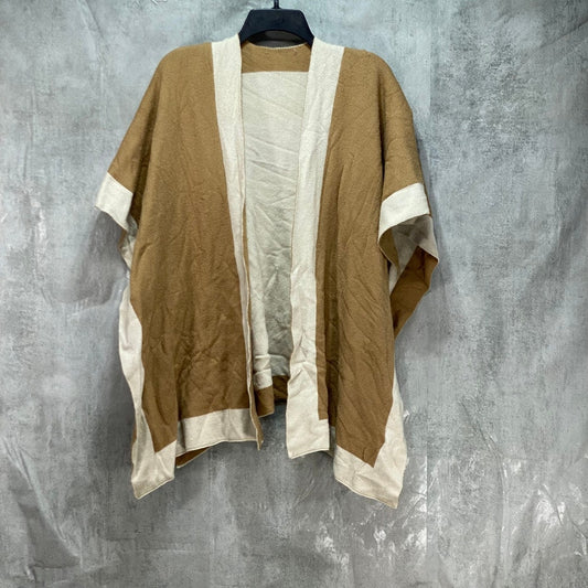 CHARTER CLUB Solid Tan Knit Reversible Poncho OS