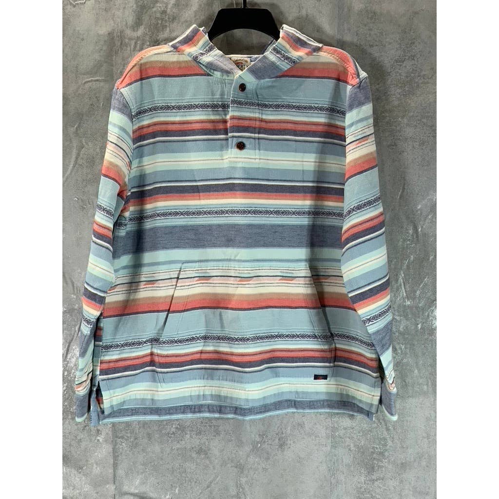 FAHERTY BRAND Men's Blue/Orange/Red Three-Button Baja Pullover Hooded Poncho SZL