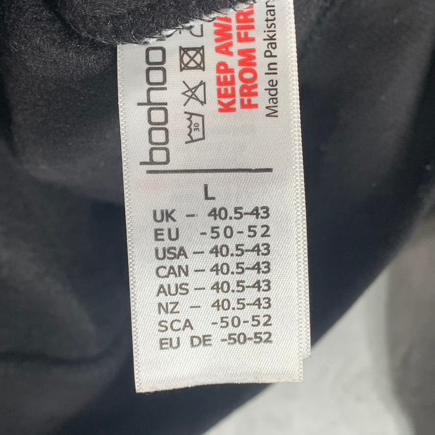 BOOHOOMAN Men's Black Brushed Ottoman Collared Zip Through Overshirt SZ L