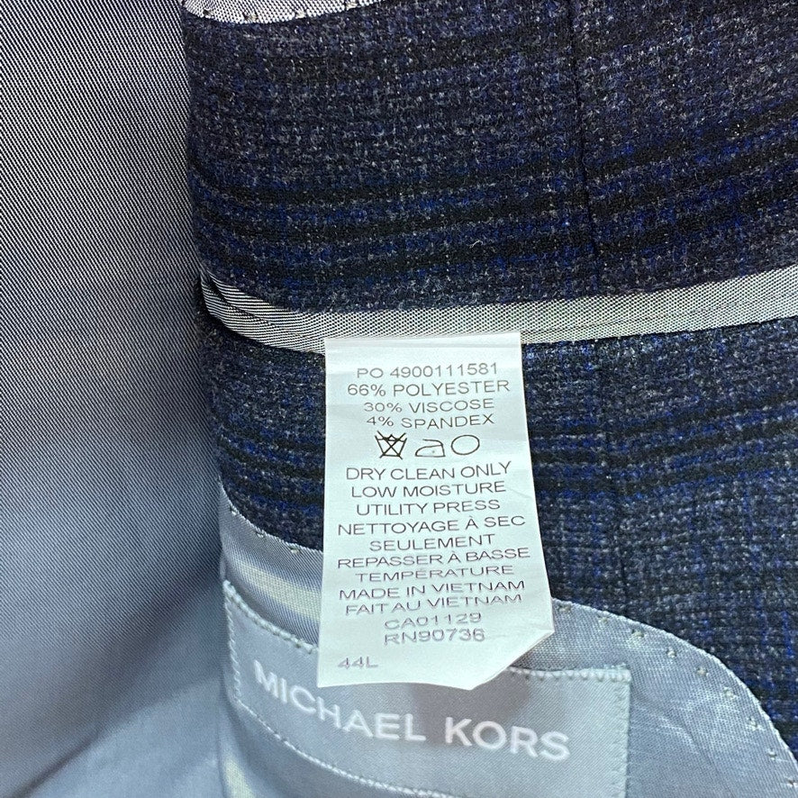 MICHAEL KORS Navy Modern Fit Plaid Pattern Sport Coat SZ 44L