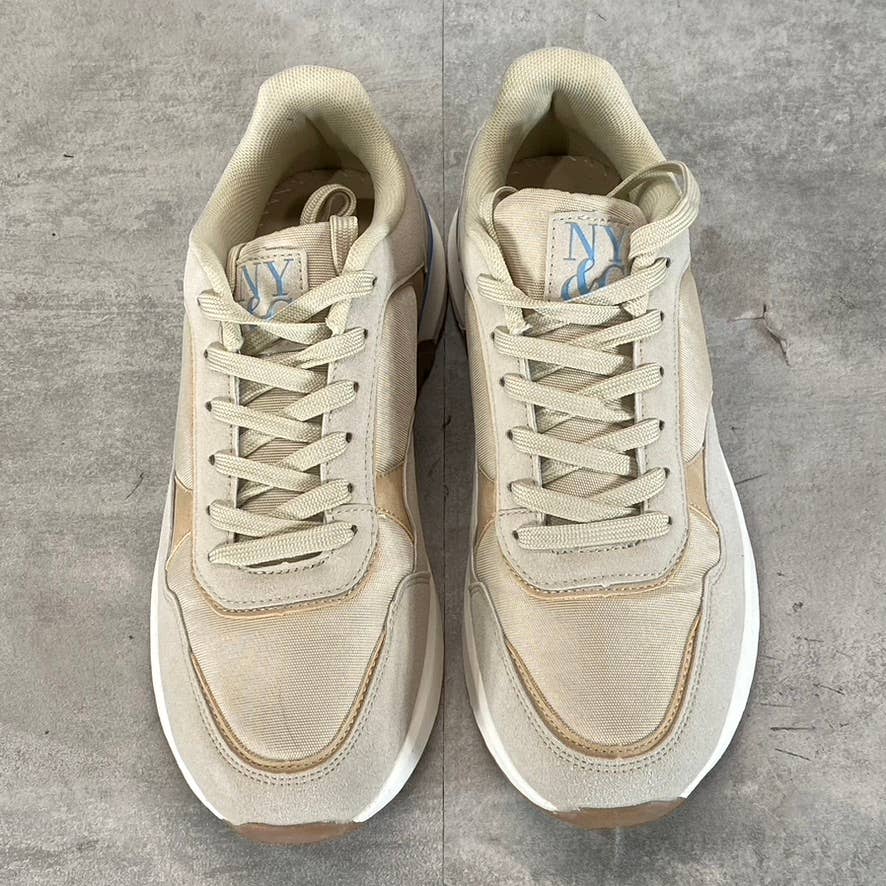 NEW YORK & COMPANY Men's Beige Harvey Low-Top Lace-Up Sneakers SZ 8.5