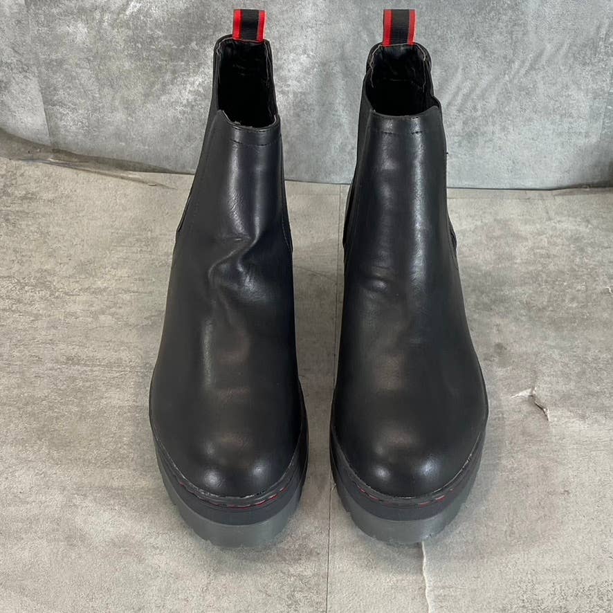 MIA Women's Black Malta Faux-Leather Cayson Round-Toe Platform Slip-On Boots SZ8