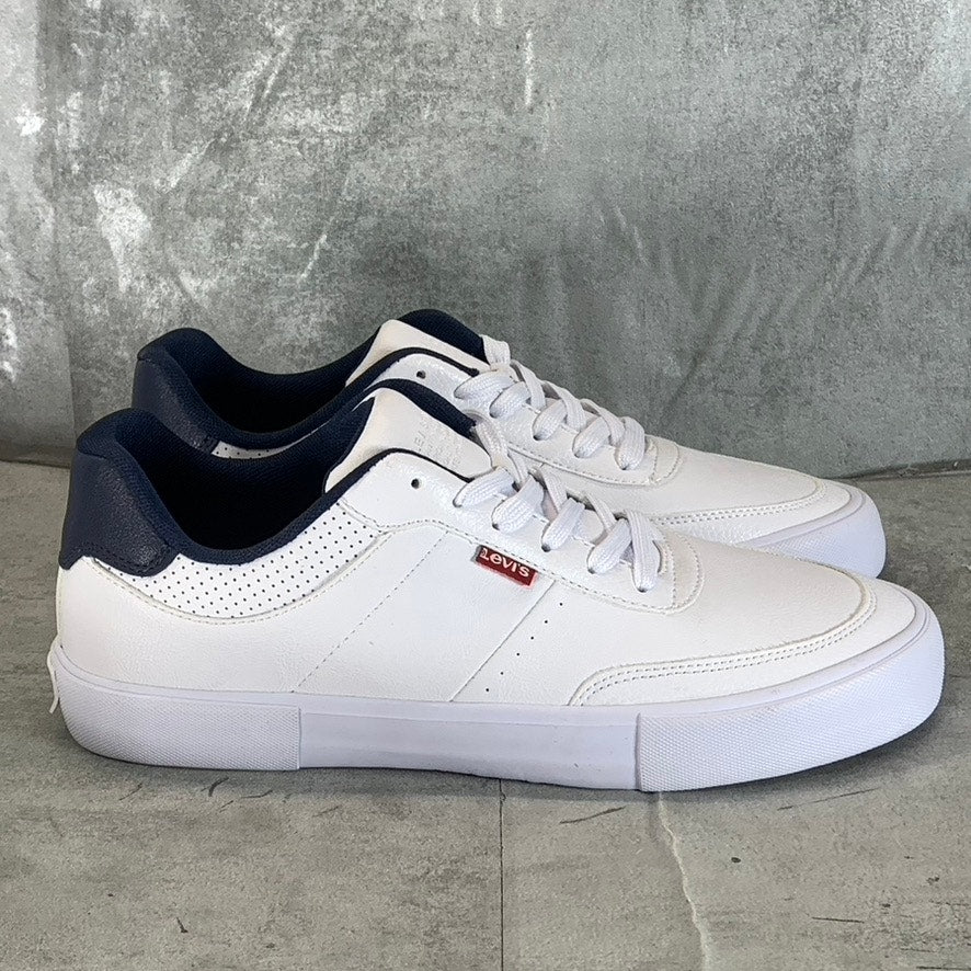 LEVI'S Men's White/Navy Munro NM Faux-Leather Retro Low-Top Lace-Up Sneaker SZ10