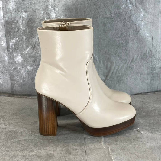 DV By Dolce Vita Women's Ivory Marigold Side-Zip Stacked-Heel Platform Boots SZ9