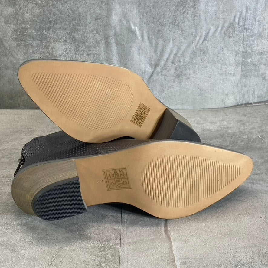 JOURNEE COLLECTION Women's Black Leather Cassie Pointed-Toe Block-Heel Booties