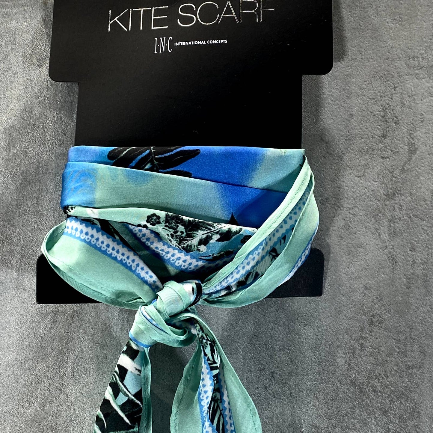 INC INTERNATIONAL CONCEPTS Women's Turquoise Palm-Print Kite Scarf SZ OS
