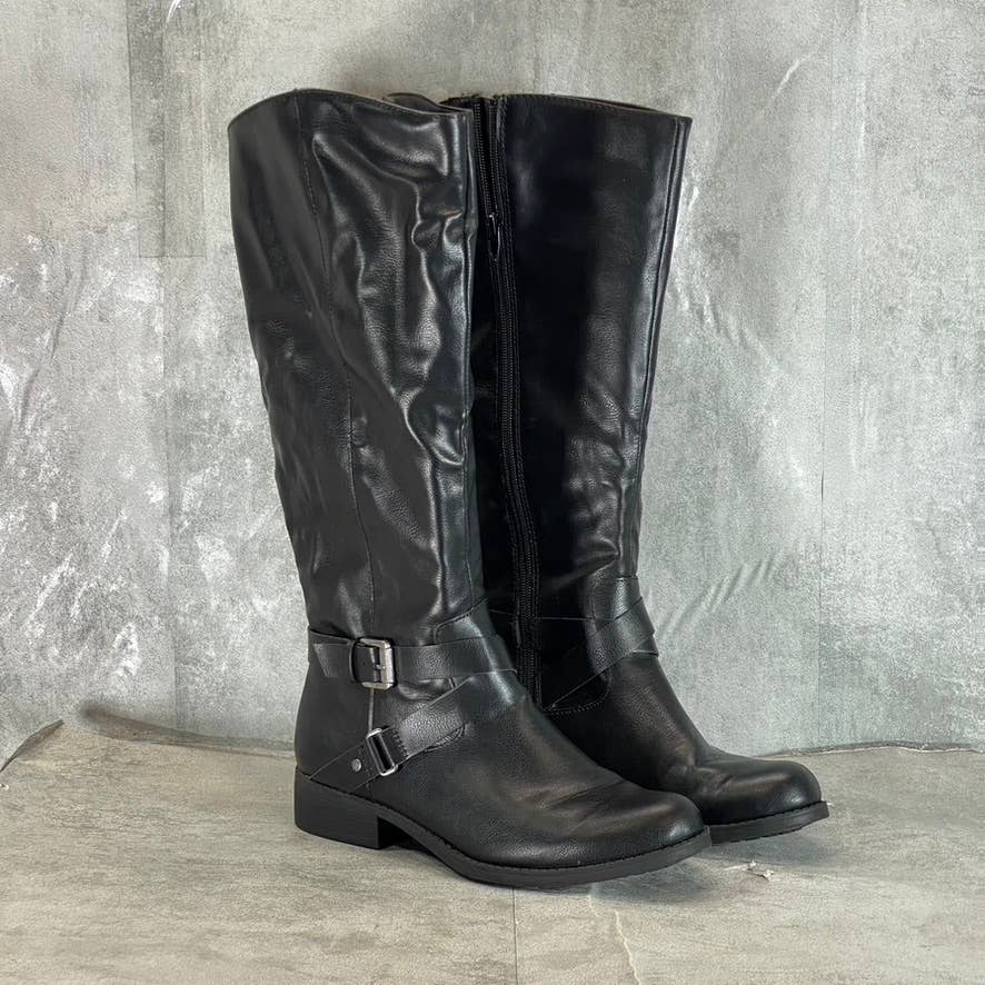 STYLE & CO Women's Black Marliee Full Side-Zip Round-Toe Tall Riding Boots SZ 8