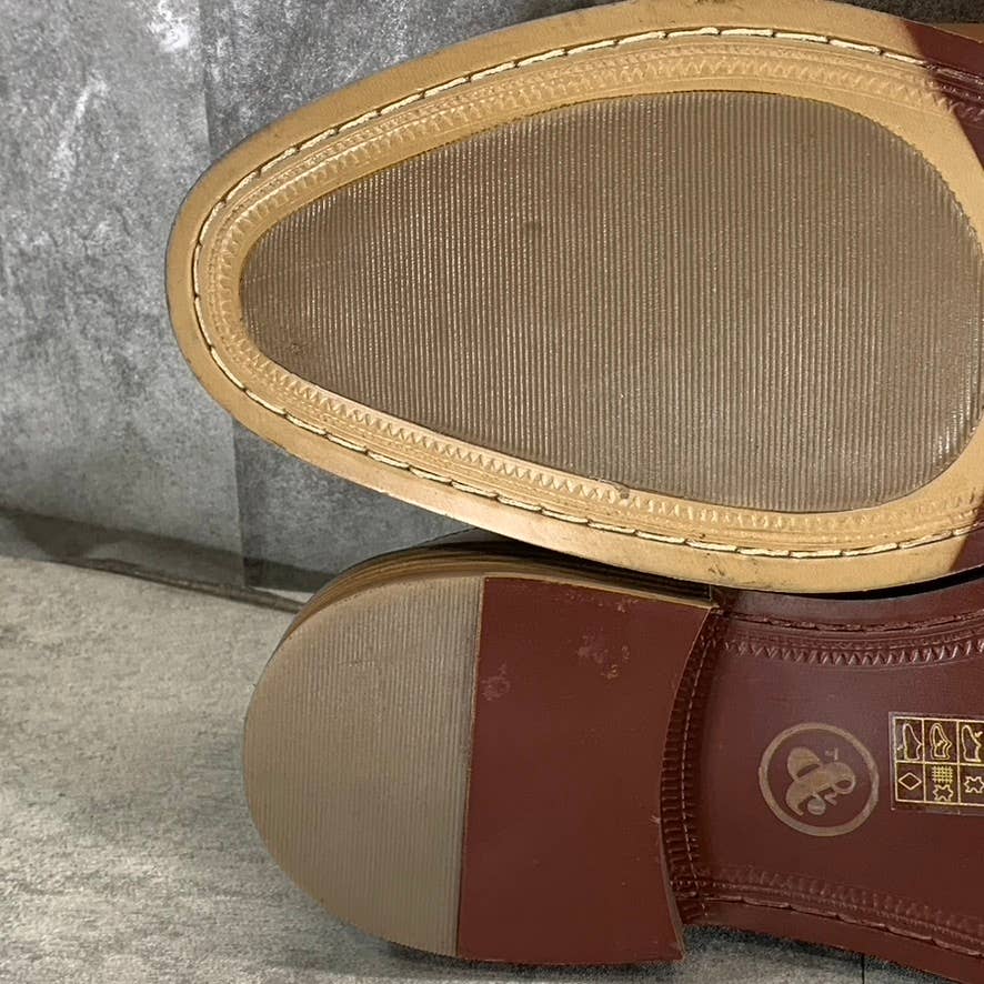 THOMAS & VINE Men's Cognac Clayton Plain-Toe Brogue Derby Shoes SZ 12