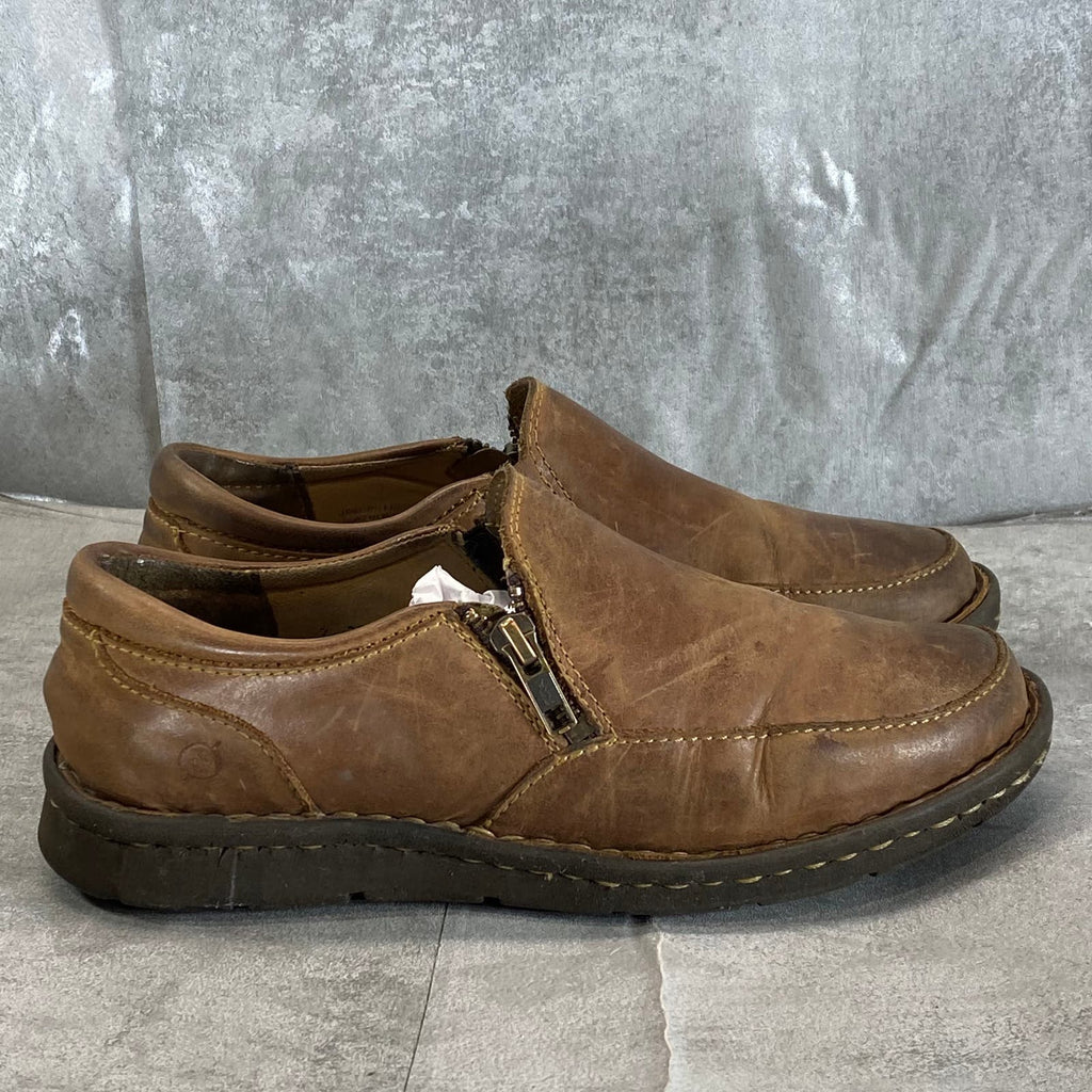 BORN Women's Brown Leather Side-Zip Slip-On Loafers SZ 7.5