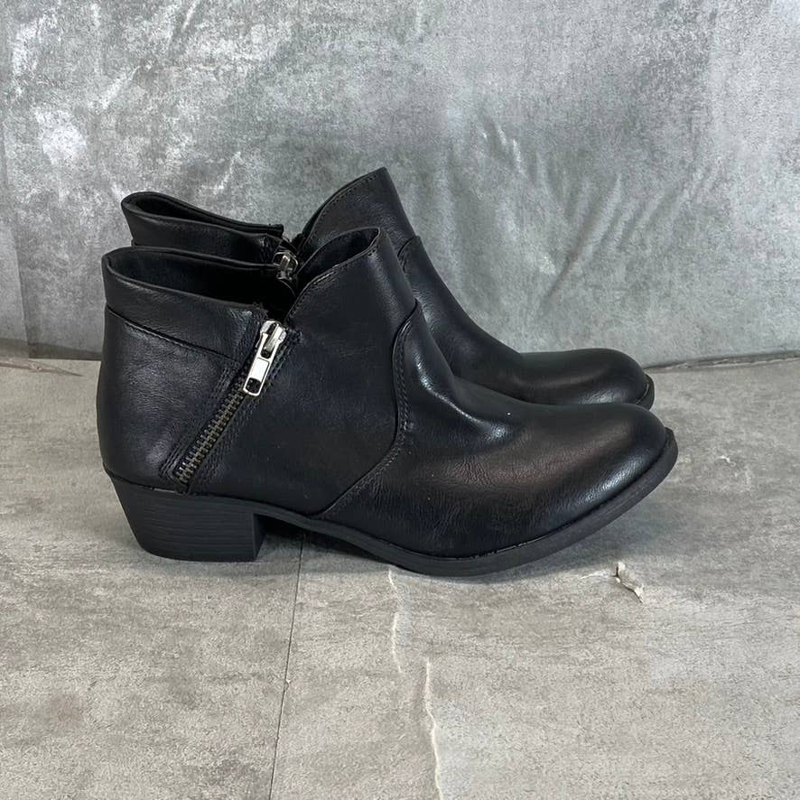 SUN+STONE Women's Black Abby Double-Zip Memory Foam Block-Heel Booties SZ 6
