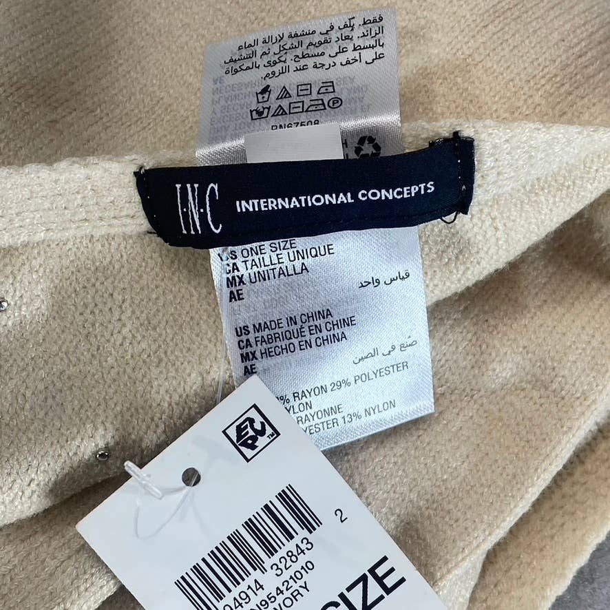 INC INTERNATIONAL CONCEPTS Women's Ivory Jewel Embellished Muffler Scarf SZ OS