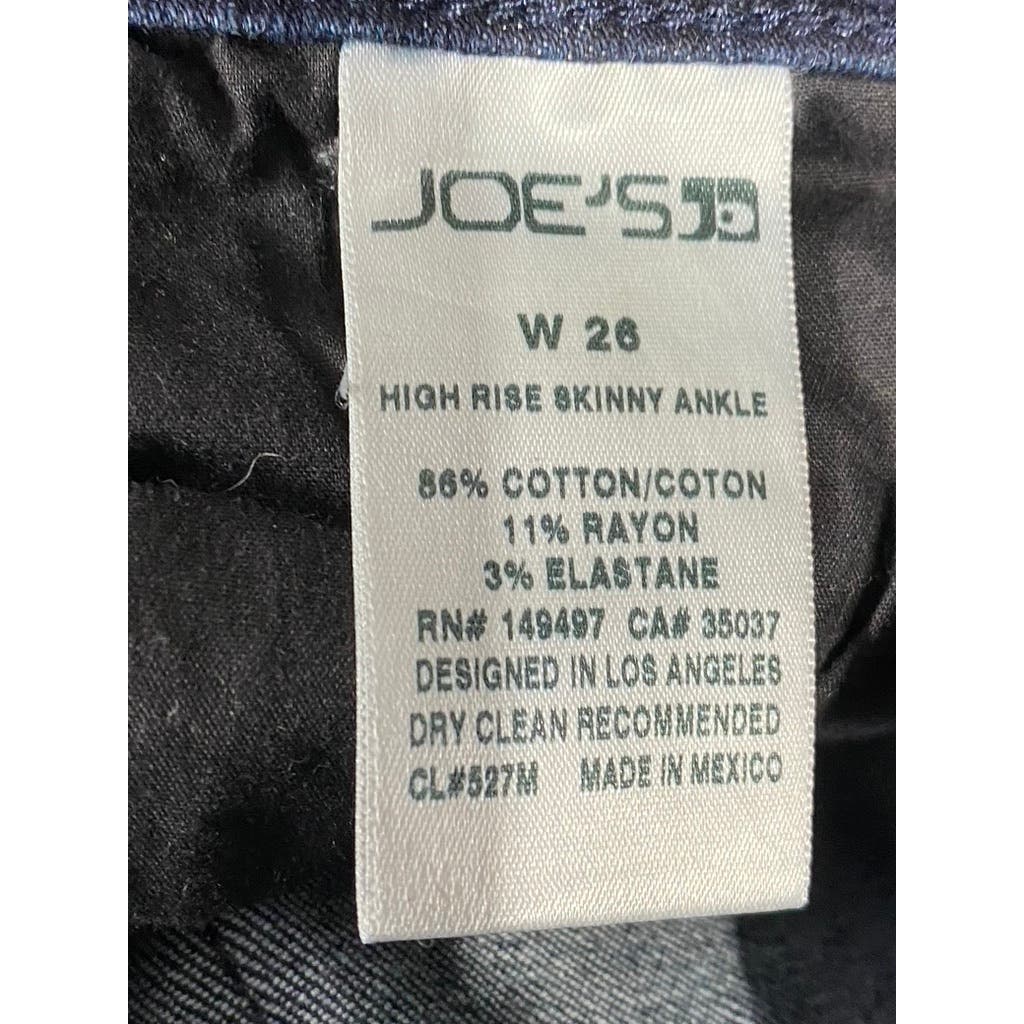 JOE'S Jeans Women's Dark Wash Ruby High-Rise Raw-Hem Skinny Ankle Jeans SZ 26