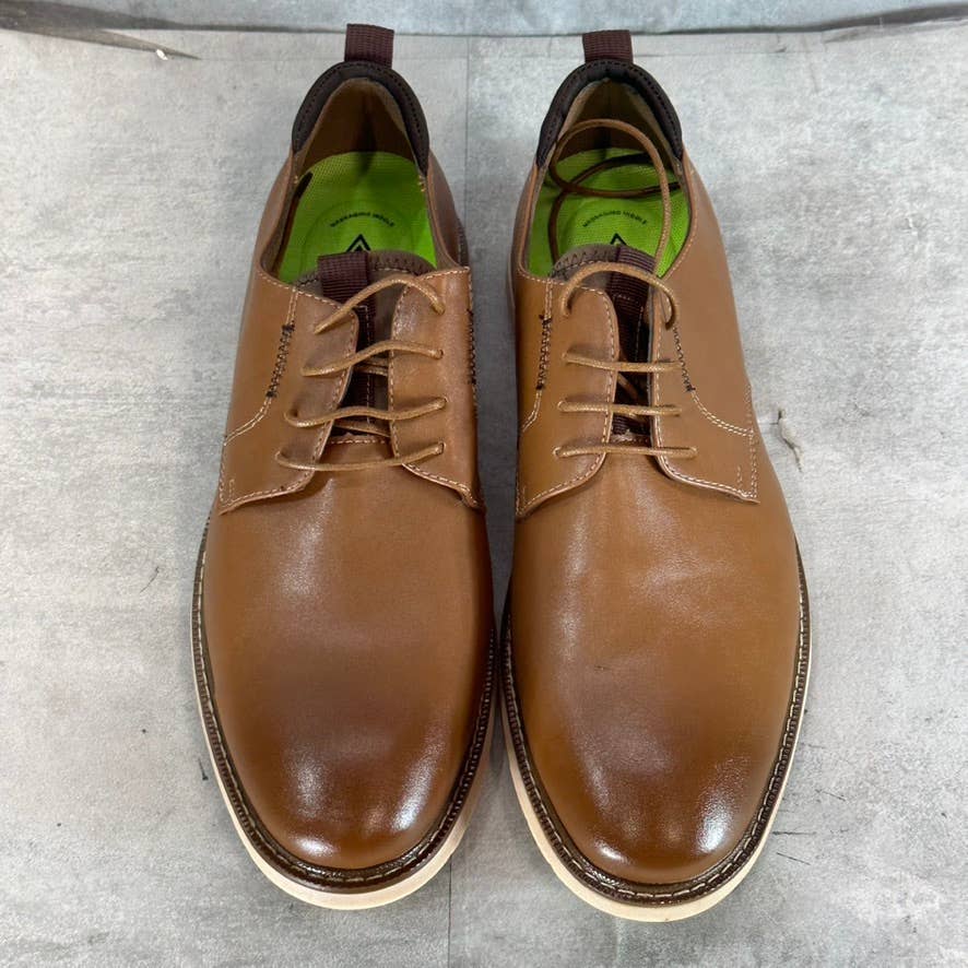 VANCE CO. Men's Tan Thad Faux-Leather Lace-Up Oxfords SZ 13