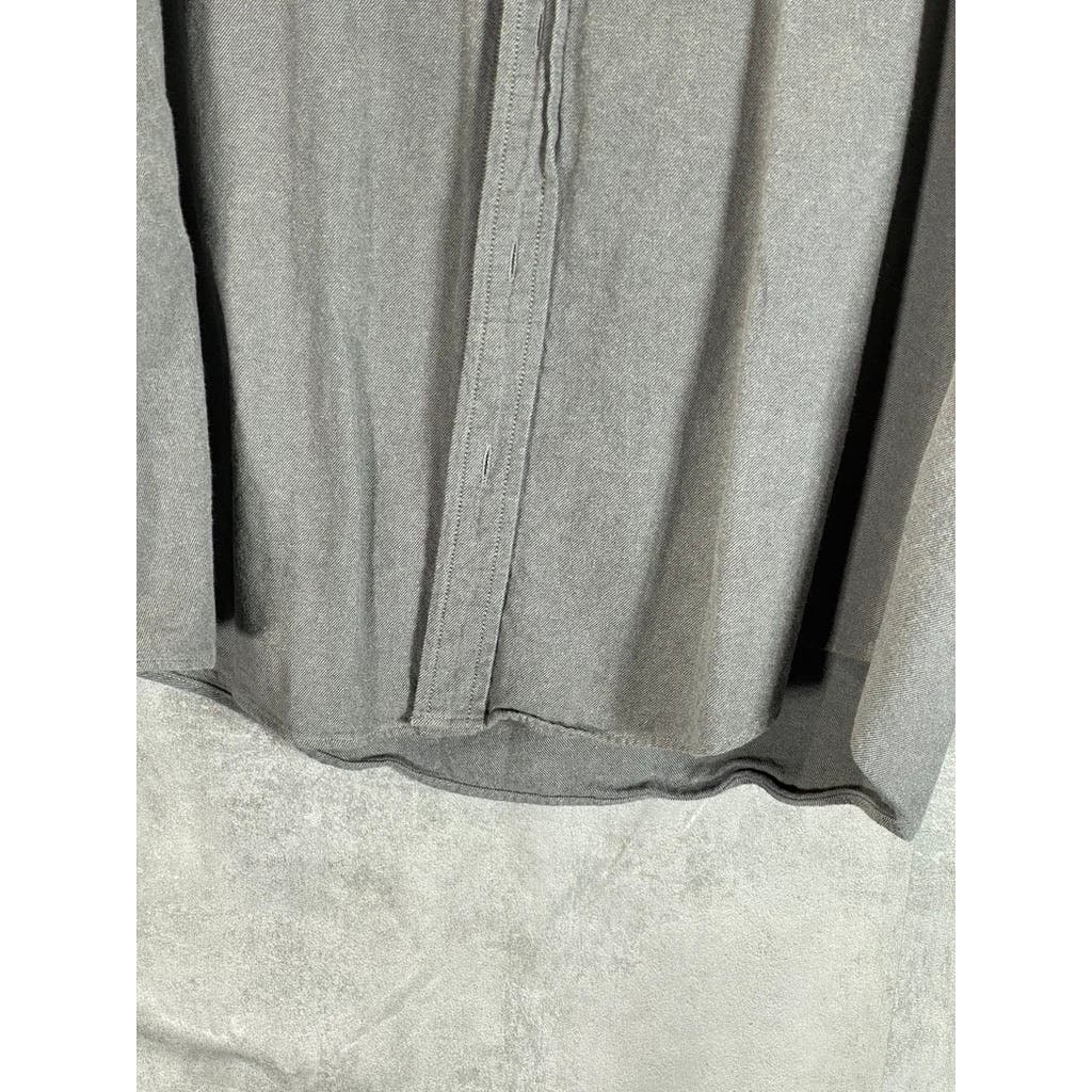 EDDIE BAUER Men's Heather Grey Classic-Fit Button-Up Long Sleeve Shirt SZ L