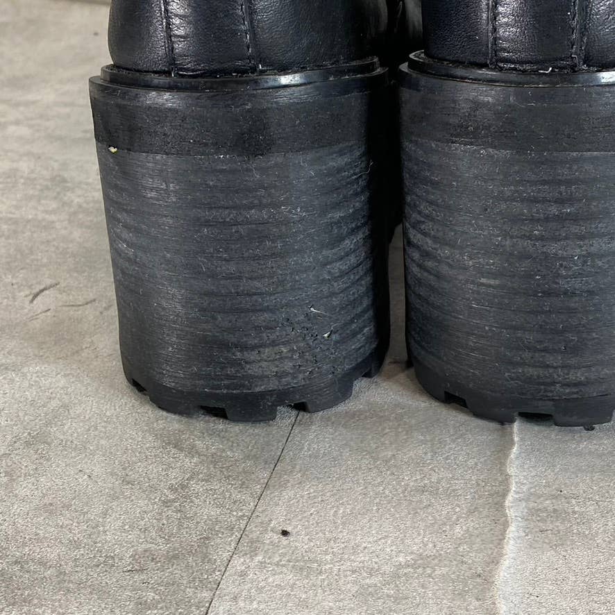 ZODIAC Women's Black Leather Julie Lug-Sole Wedge Boots SZ 7.5