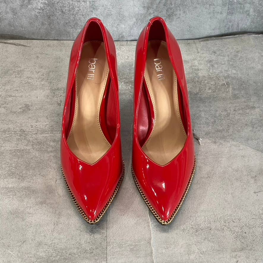 BAR III Women's Red Patent Binsa Ball-Chain Trim Pointed-Toe Pumps SZ 8.5