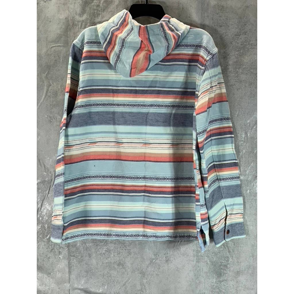 FAHERTY BRAND Men's Blue/Orange/Red Three-Button Baja Pullover Hooded Poncho SZL