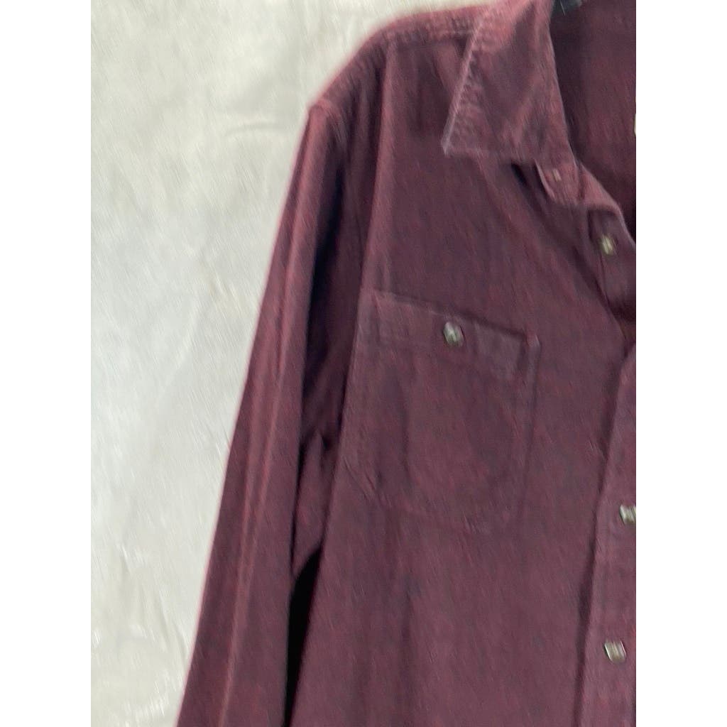 GOODFELLOW & CO Men's Burgundy Standard-Fit Button-Up Long Sleeve Shirt SZ XL