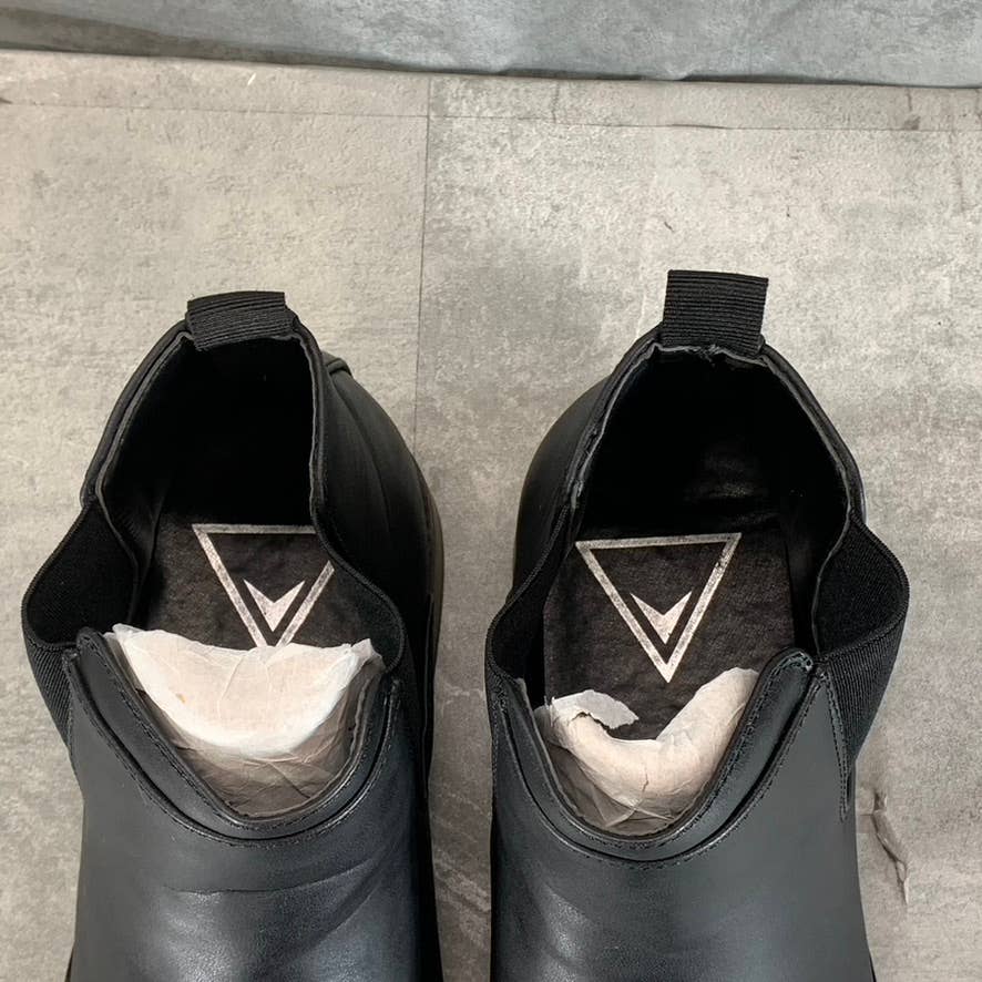 VANCE CO. Men's Black Faux Leather Landon Slip-On Chelsea Dress Boots SZ 10