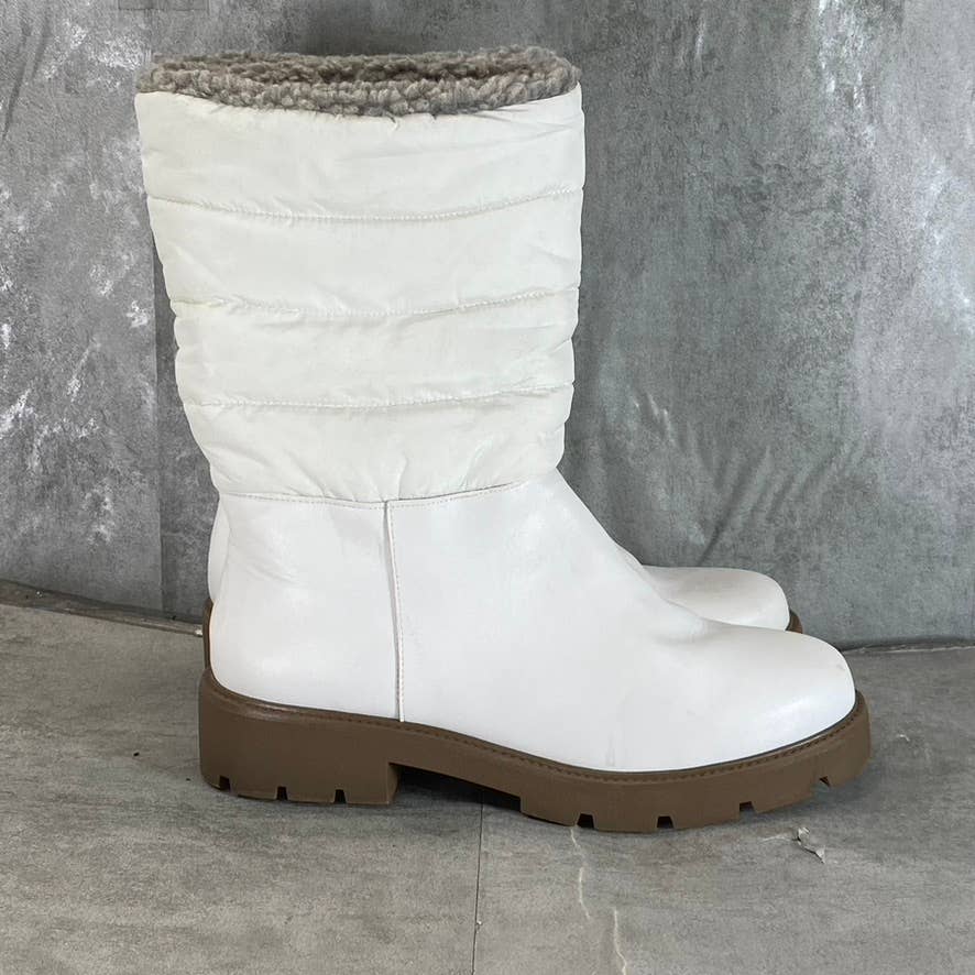 JOURNEE COLLECTION Women's White Nadine Cold-Weather Puffer Pull-On Boots SZ 9.5