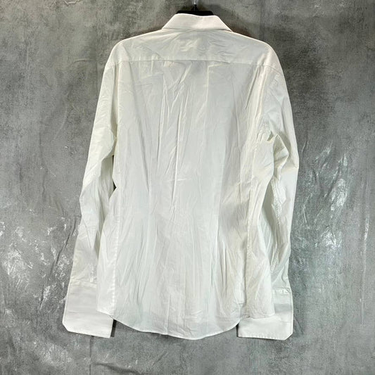 PINK THOMAS PINK Men's White Athletic-Fit Stretch Plain Poplin Shirt SZ 17