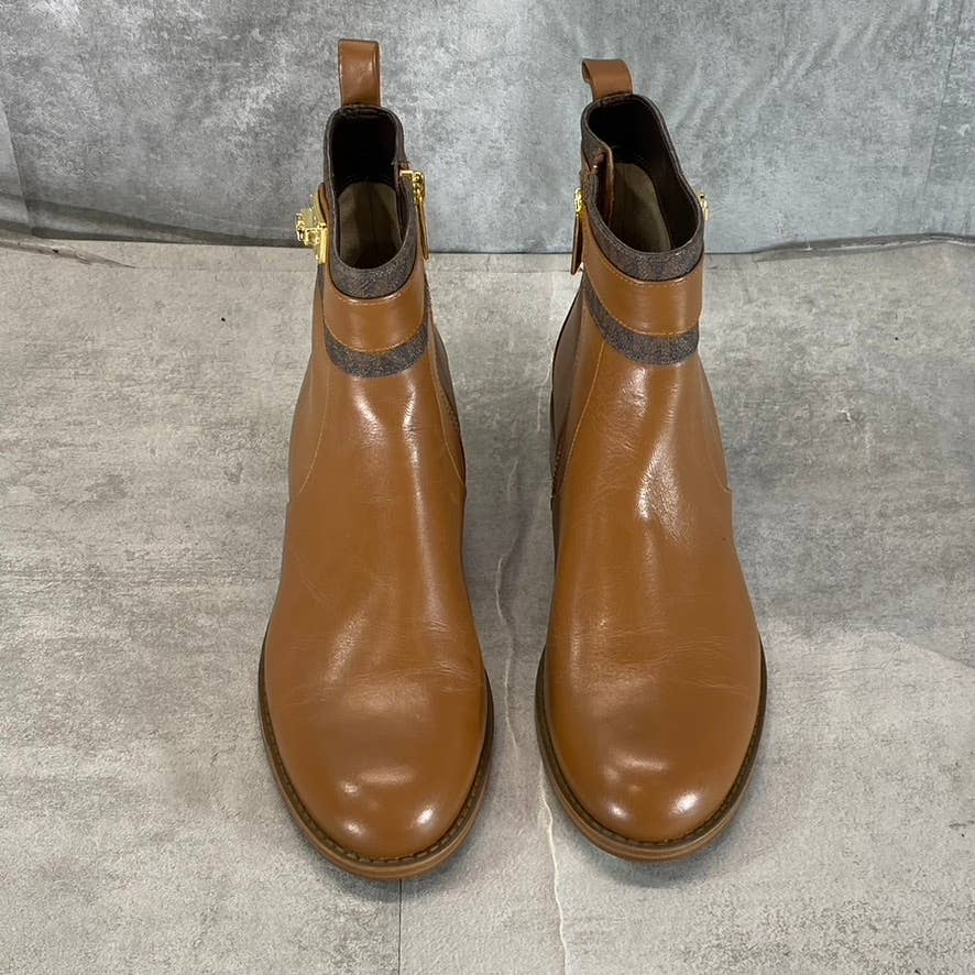 MICHAEL MICHAEL KORS Women's Cognac Leather Padma Strapped Block-Heel Boots SZ6