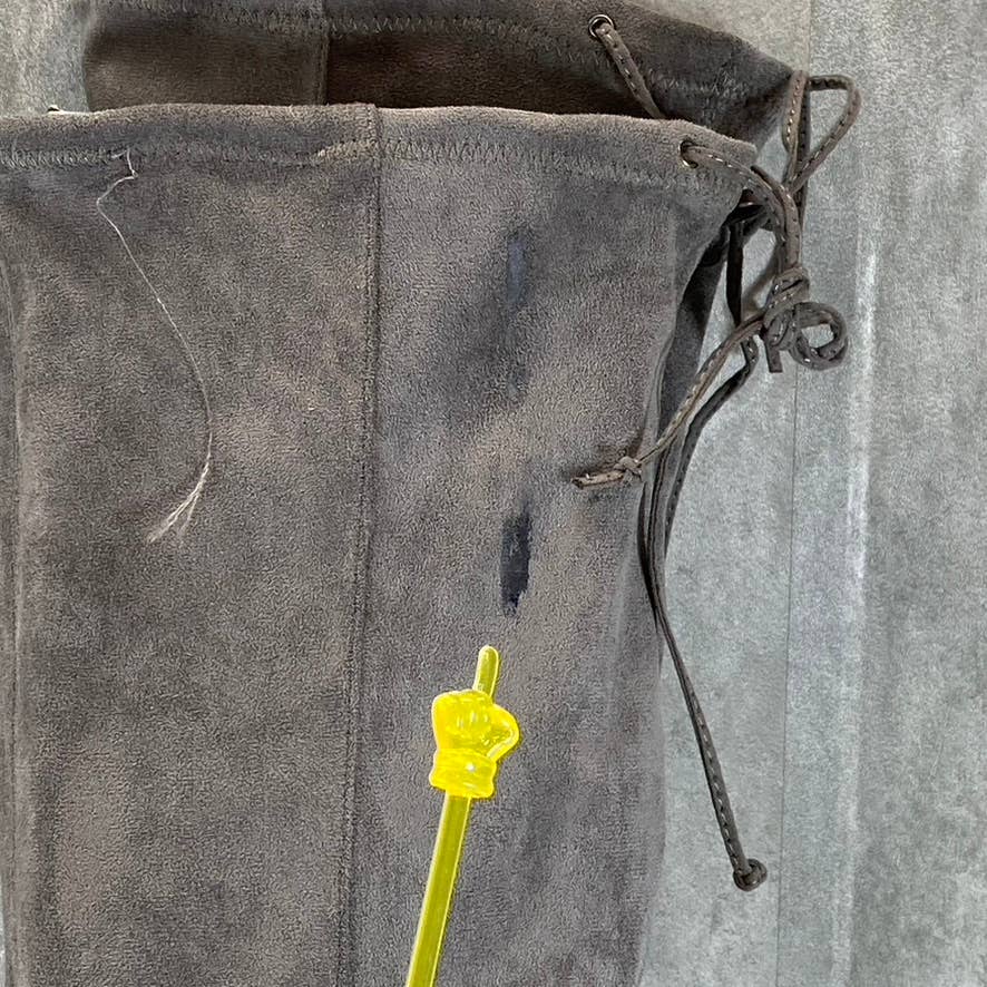 SUGAR Women's Grey Micro Ollie Memory Foam Over-The-Knee Block-Heel Boots SZ 9