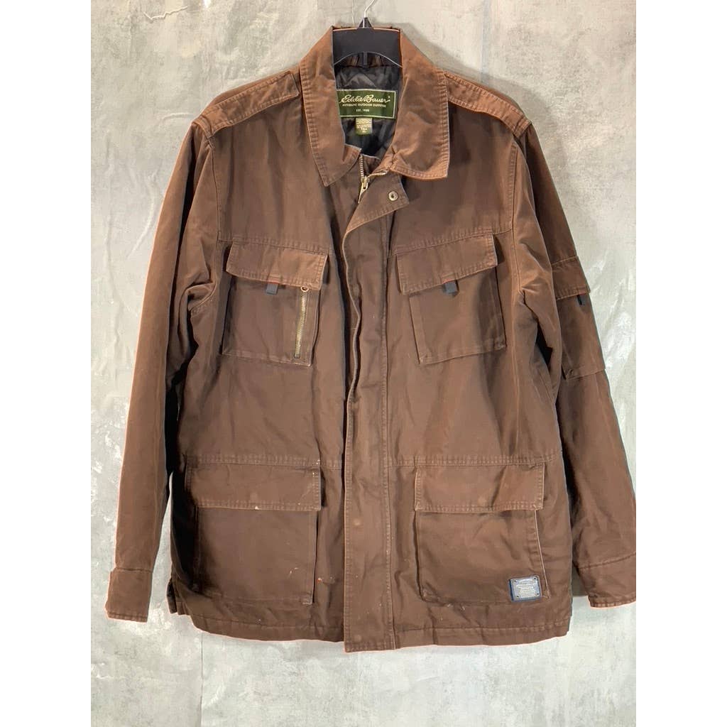 EDDIE BAUER Men's Big&Tall Vintage Brown Full-Zip Utility Jacket SZ XL/T