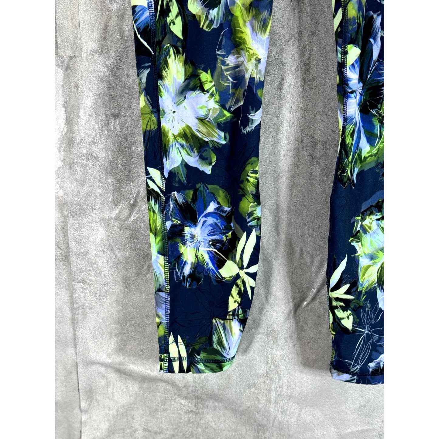 X BY GOTTEX Women's Blue Dark Floral Rachel Pull-On Ankle Leggings SZ S