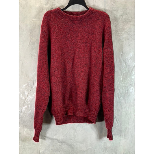 LANDS' END Men's Tall Vintage Red Marble Wool Blend Crewneck Sweater SZ L/T