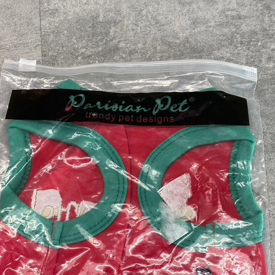 PARISIAN PET Ref/Green 'Sorry Santa! I Ate Your Cookies' Funny Dog T-Shirt SZ S