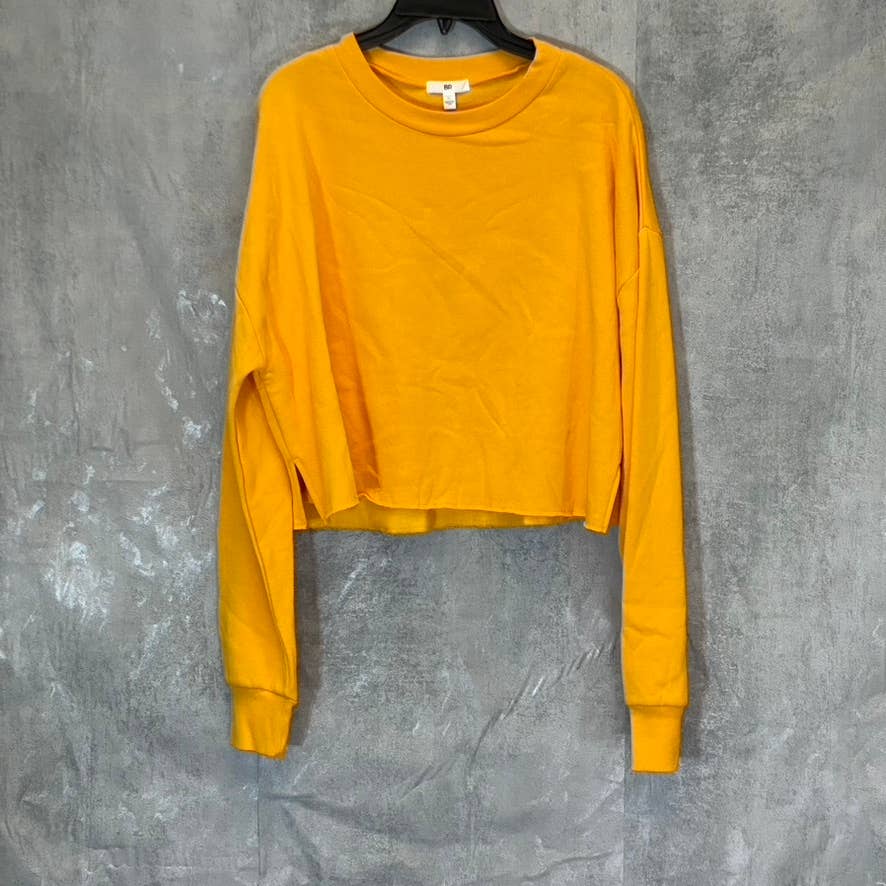 BP. Women's Orange Slice Crewneck Raw Hem Long Sleeve Crop Sweatshirt SZ XL