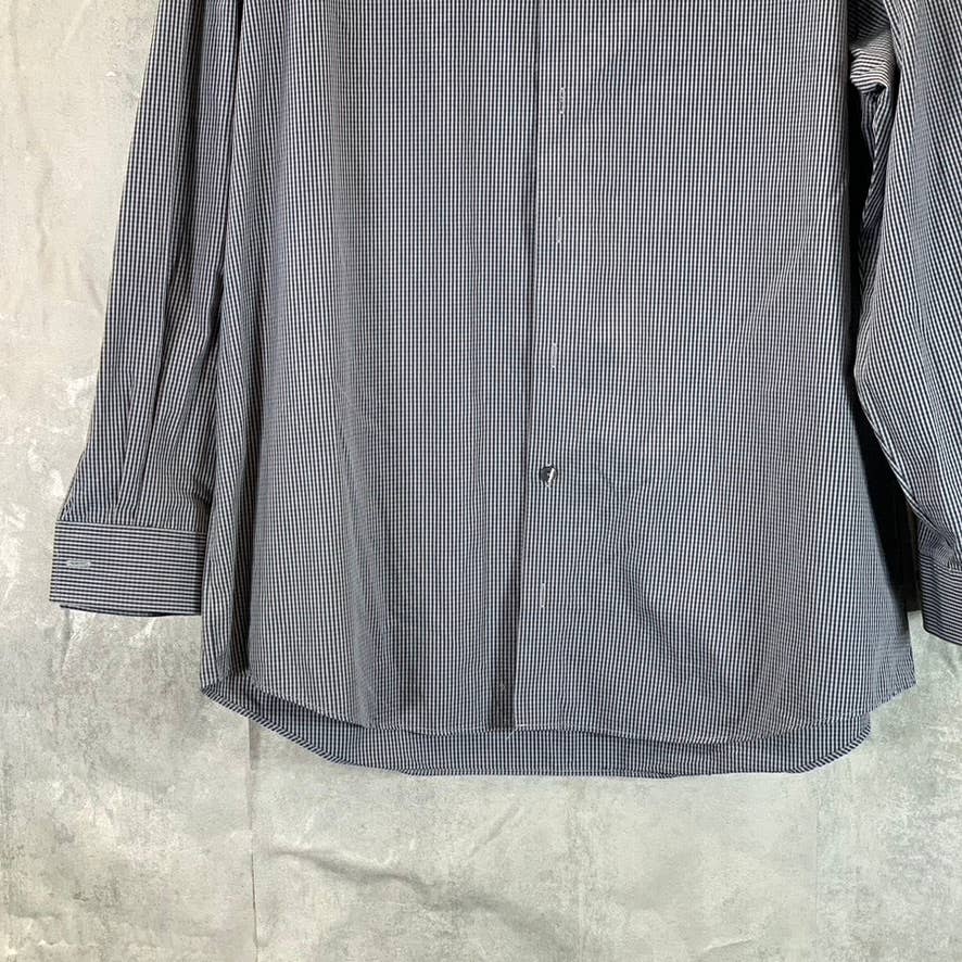 KENNETH COLE REACTION Men's Black Mini Gingham Slim-Fit Dress Shirt SZ 17 32/33