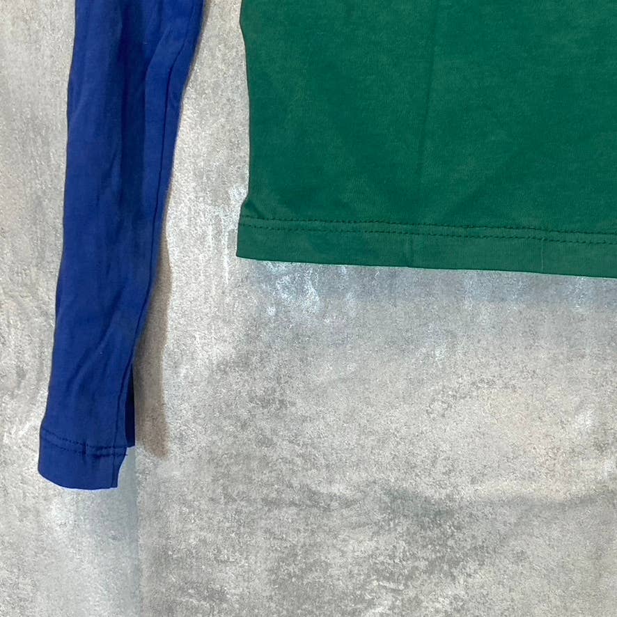 TOPSHOP Women's Green-Navy Nevada Baseball Graphic Crewneck Crop Top SZ 6