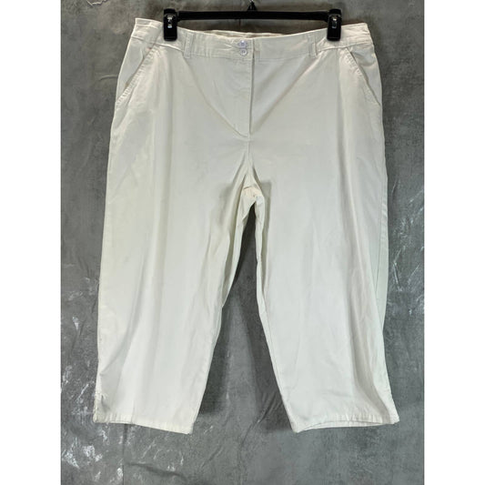 KAREN SCOTT Women's Bright White Mid-Rise Comfort-Waist Capri Pants SZ 18