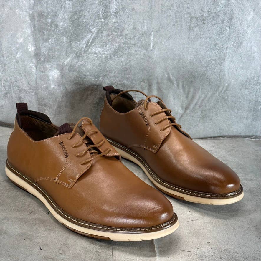 VANCE CO. Men's Tan Thad Faux-Leather Lace-Up Oxfords SZ 13