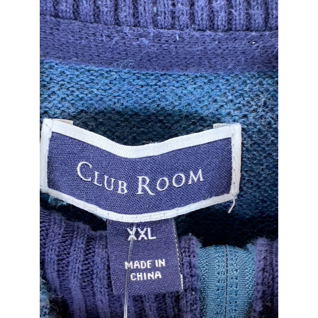 CLUB ROOM Men's Navy Blue Quarter-Zip Stand-Collar Textured Cotton Sweater SZ2XL