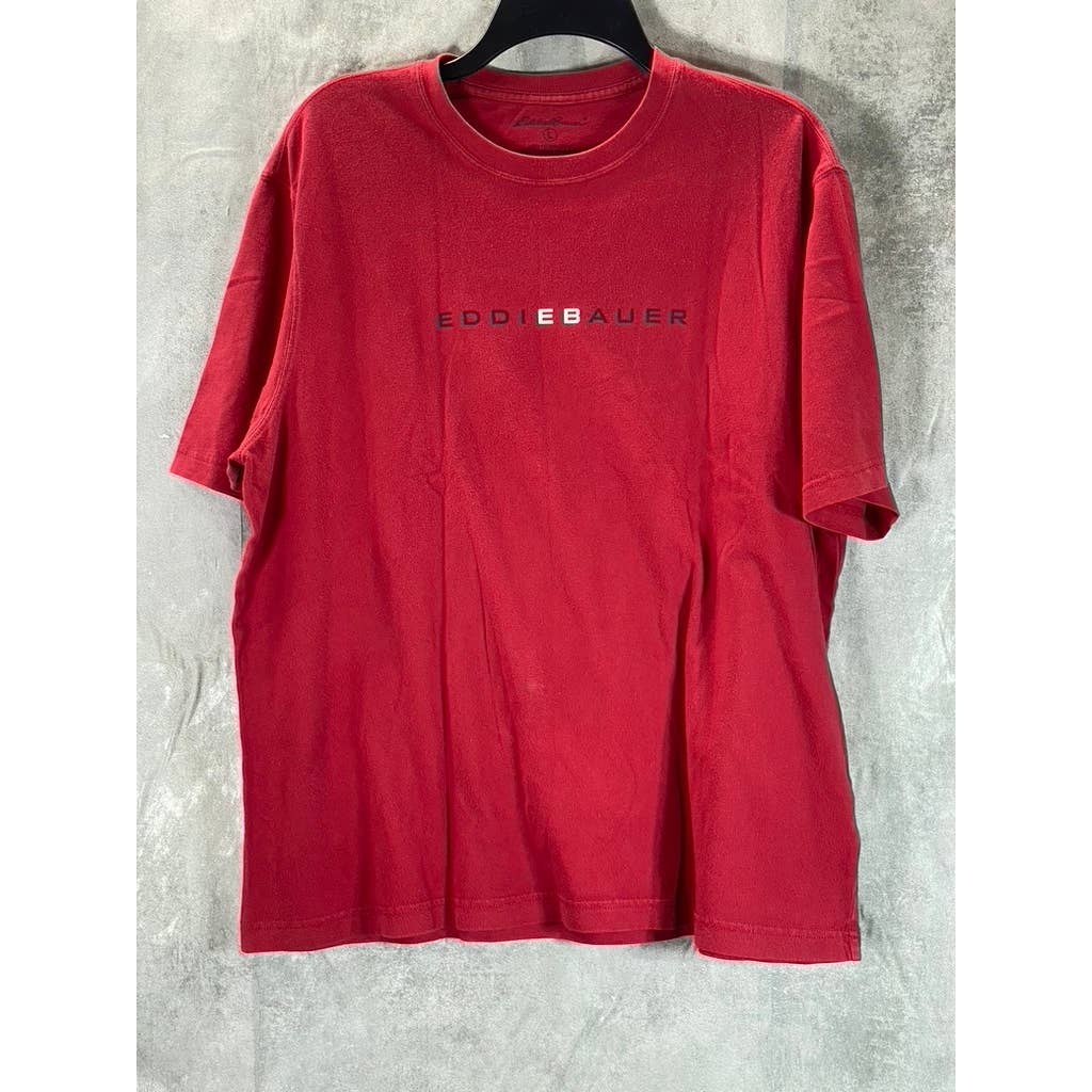 EDDIE BAUER Men's Red Cotton Short-Sleeve Crewneck T-Shirt SZ L