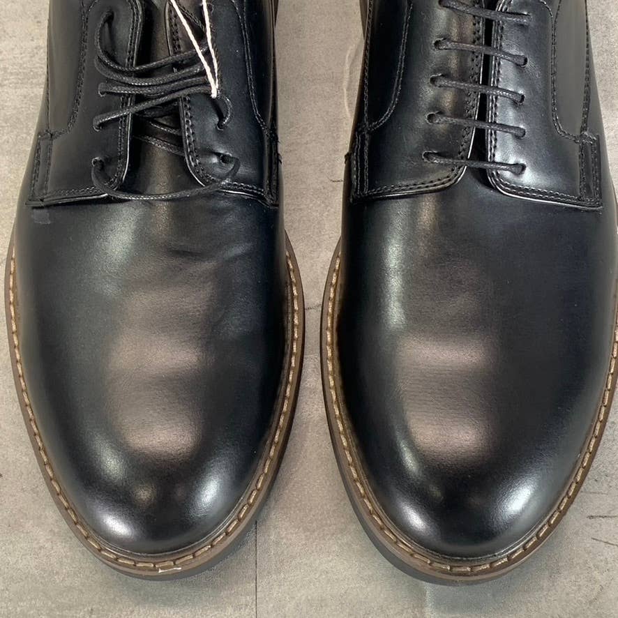 ASTON MARC Men's Black Faux-Leather Monaco Lace-Up Plain Toe Dress Shoes SZ 8.5