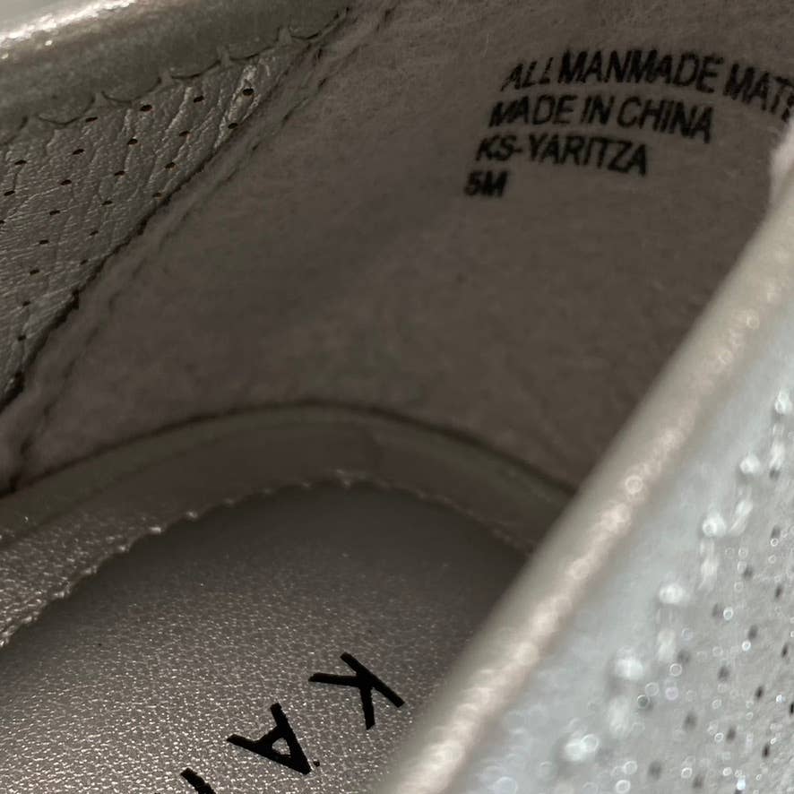 KAREN SCOTT Women's Silver Perforated Yaritza Open-Toe Wedge Slip-On Pumps SZ 5