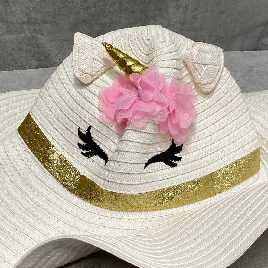 LIMTED TOO Girls Cream Unicorn Floppy Sun Hat OS