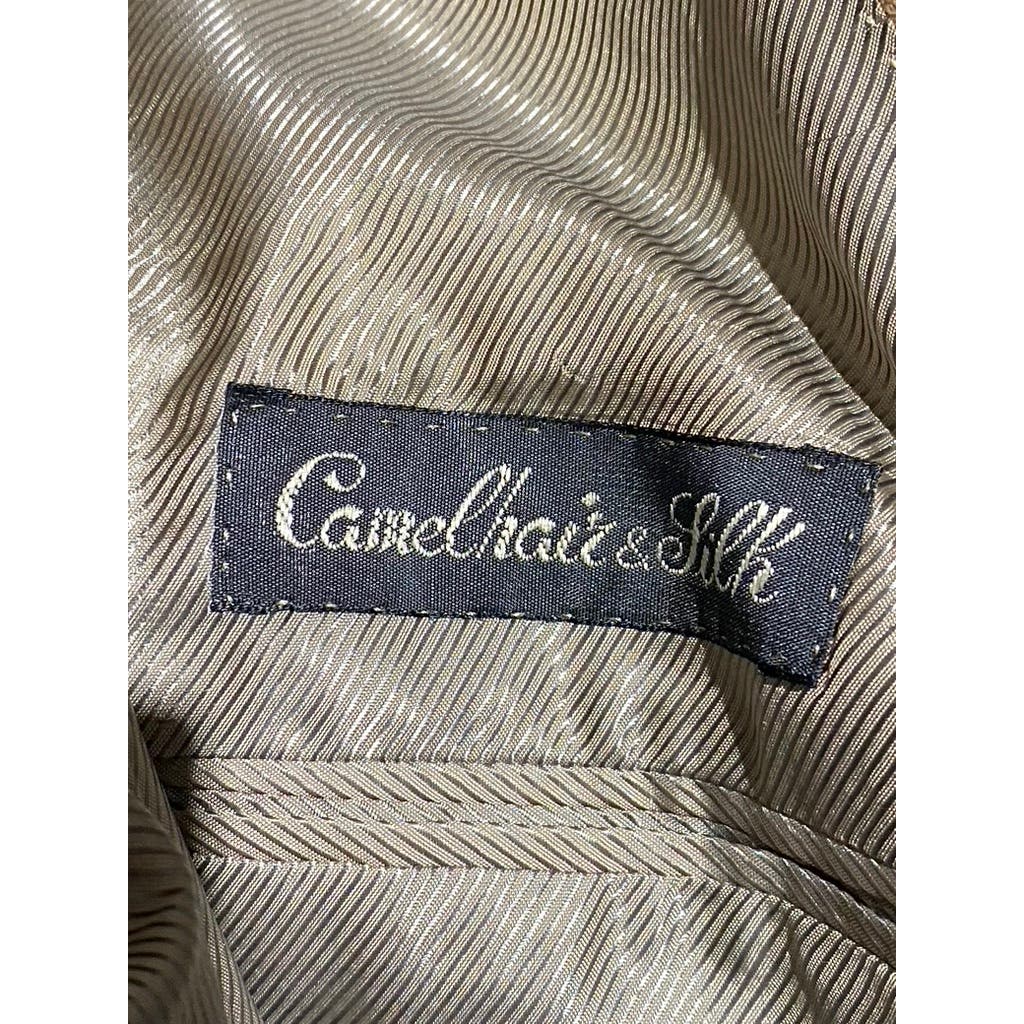 ERMENEGILDO ZEGNA Men's Tan Camel Silk Three-Button Blazer SZ 40R