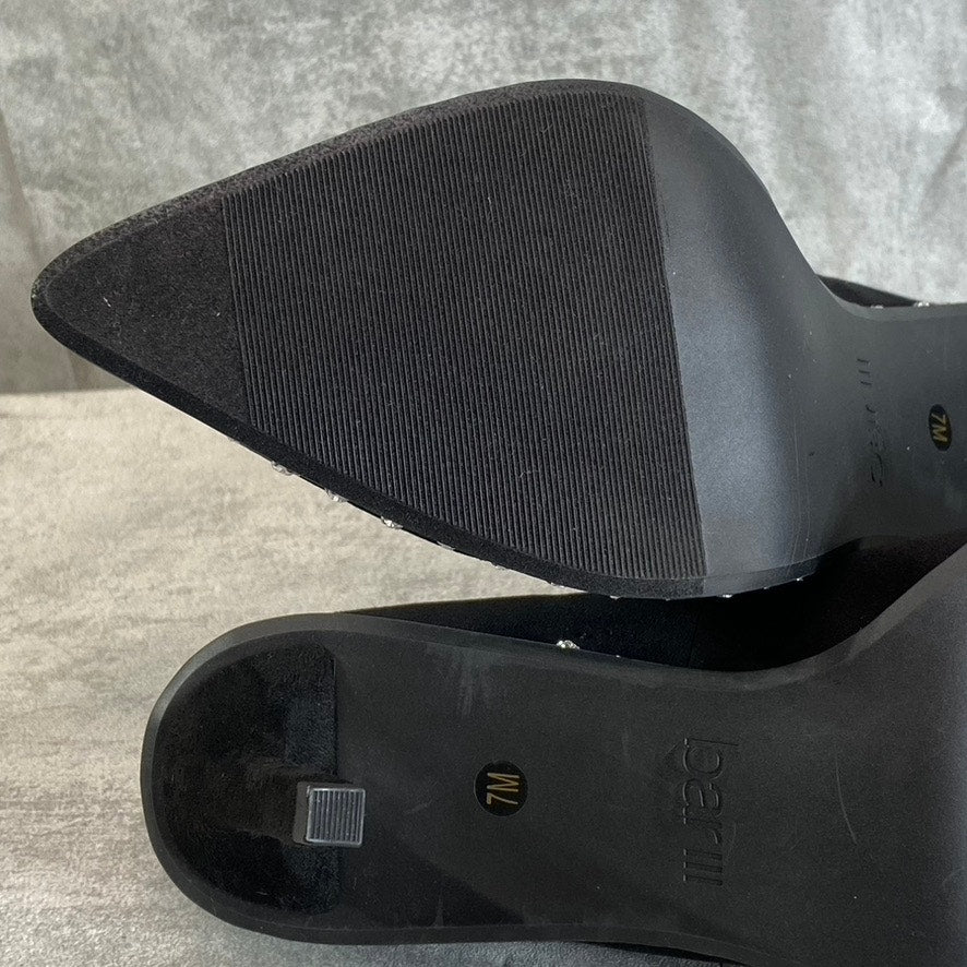 BAR III Women's Black Micro Binsa Ball-Chain Trim Pointed-Toe Pumps SZ 7