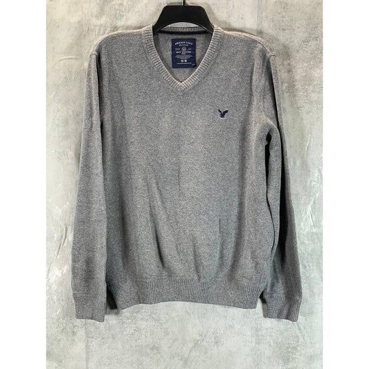 AMERICAN EAGLE Men's Heather Grey V-Neck Cotton Pullover Sweater SZ M