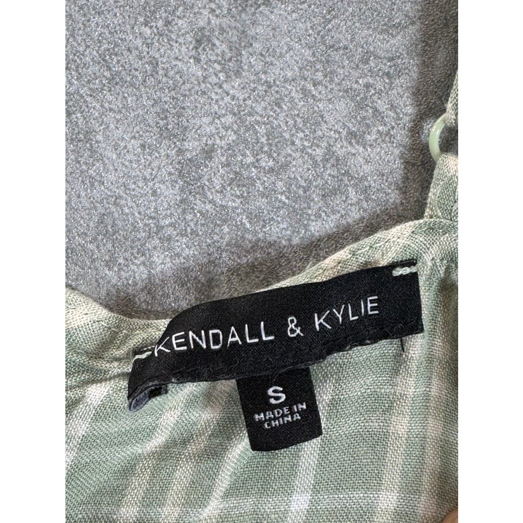 KENDALL & KYLIE Women's Green Plaid Double Cutout Mini Dress SZ S