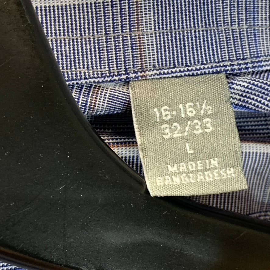 MICHAEL KORS Men's Blue Plaid Regular-Fit Long-Sleeve Button-Up Dress Shirt SZ L