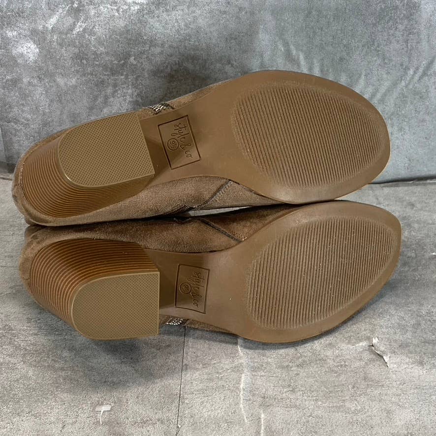 STYLE & CO Women's Taupe Masrinaa Slip-On Block-Heel Ankle Booties SZ 9.5